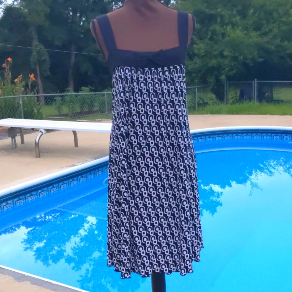 V.1 Couture Black & White Geo Print Sundress
